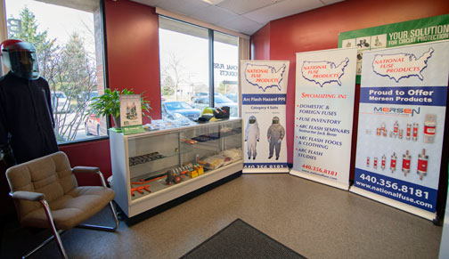 Entrance to the office space showcasing Cementex supplies and training materials.