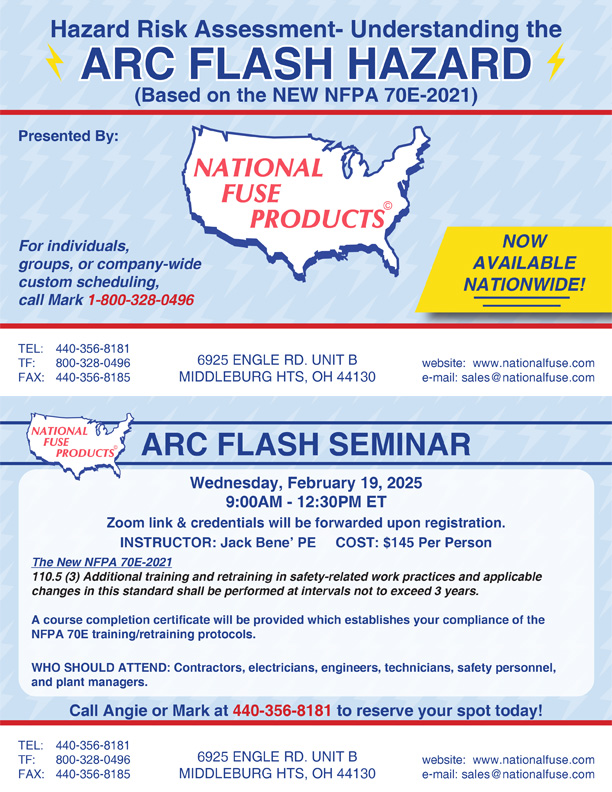 Arc Flash Seminar Via Zoom